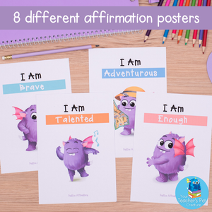 Positive Affirmation Posters - Positive Mindset Poster Pack for A4 or A3 format