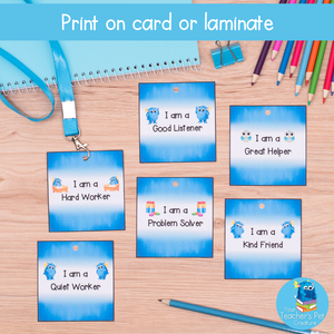 Printable Brag Tags Lanyards & Wristbands - Blue