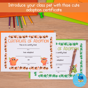 Adoption Certificate - Orange and Green