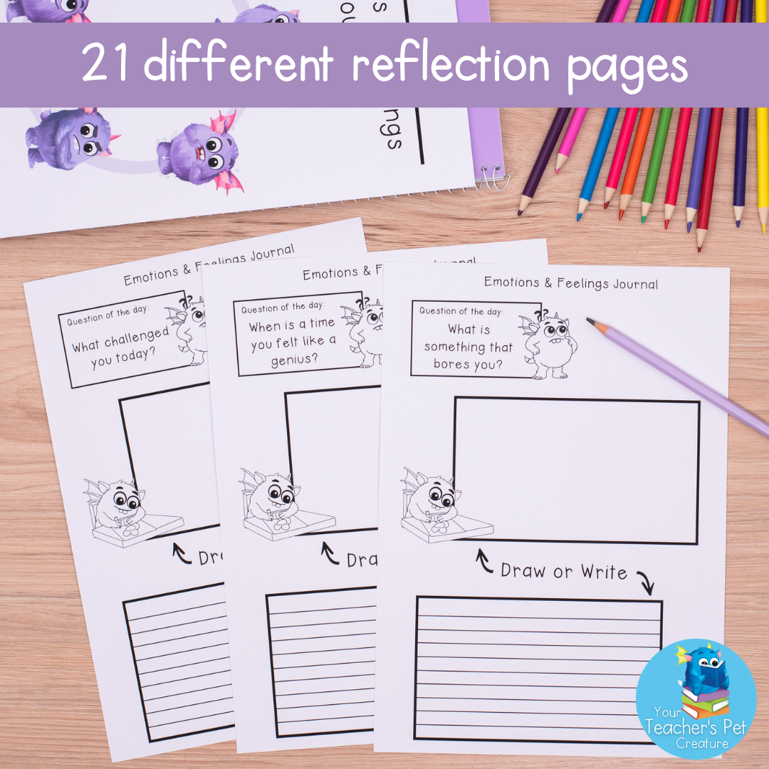 Emotions & Feelings Daily Reflection Journal - Question of the Day Write or Draw
