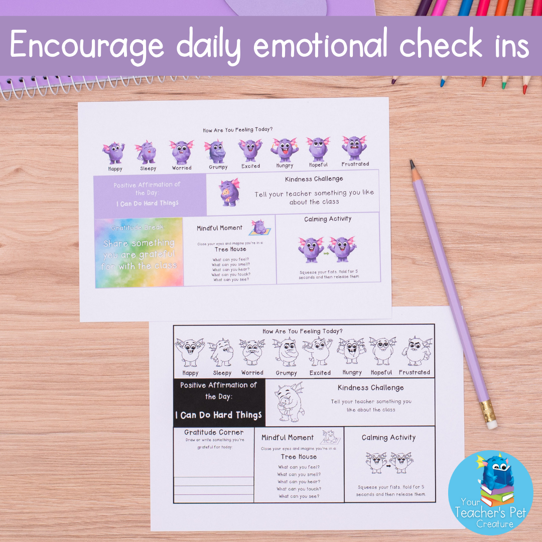Daily Feelings & Emotions Check In Chart - Mindfulness Printable & Powerpoint