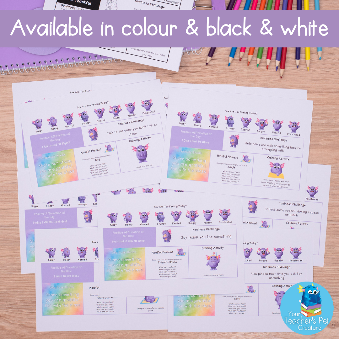 Daily Feelings & Emotions Check In Chart - Mindfulness Printable & Powerpoint