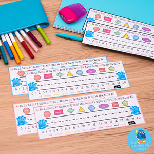 Desk Name Tags for Desk Toppers - Alphabet Numbers Shapes Colours