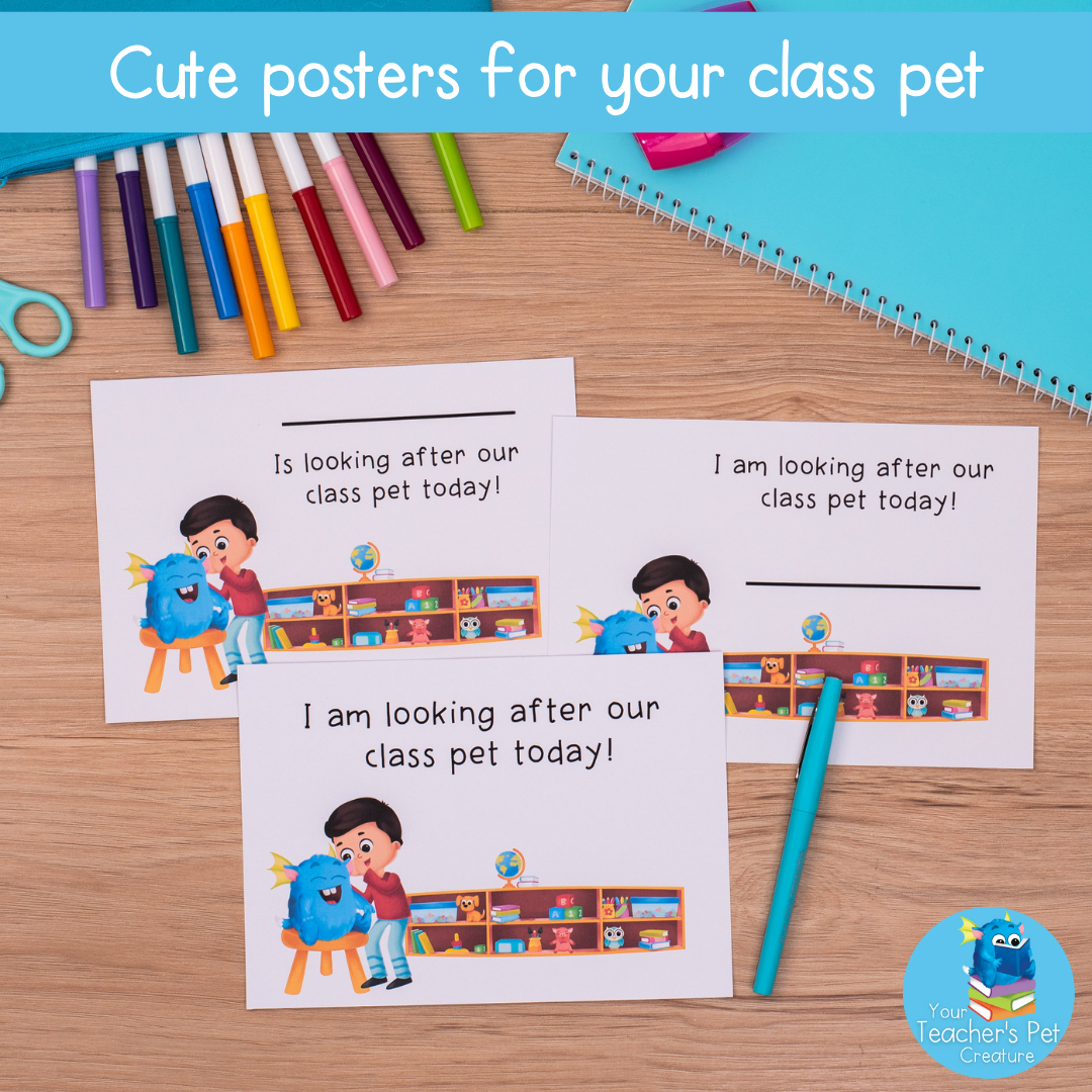 Pet Helper Poster - Blue - Your Teacher's Pet Creature